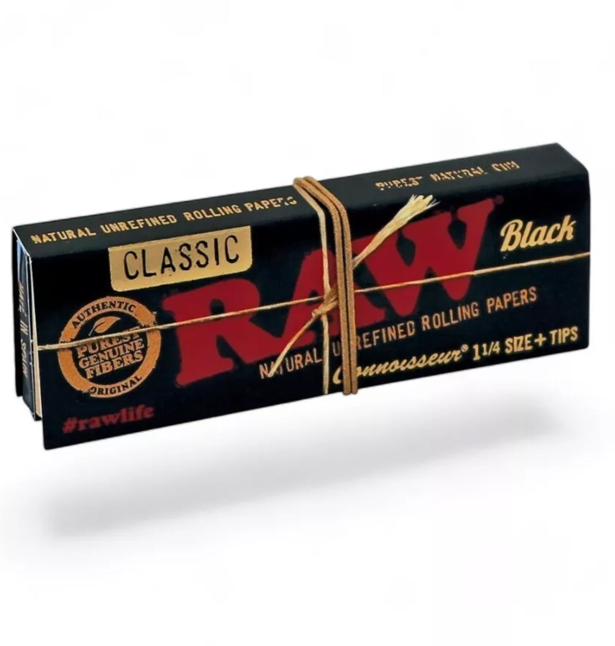 RAW Black Connoisseur 1 1/4 Extra Fine Natural Rolling Papers + Filter Tips
