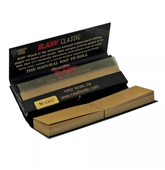 RAW Black Connoisseur 1 1/4 Extra Fine Natural Rolling Papers + Filter Tips